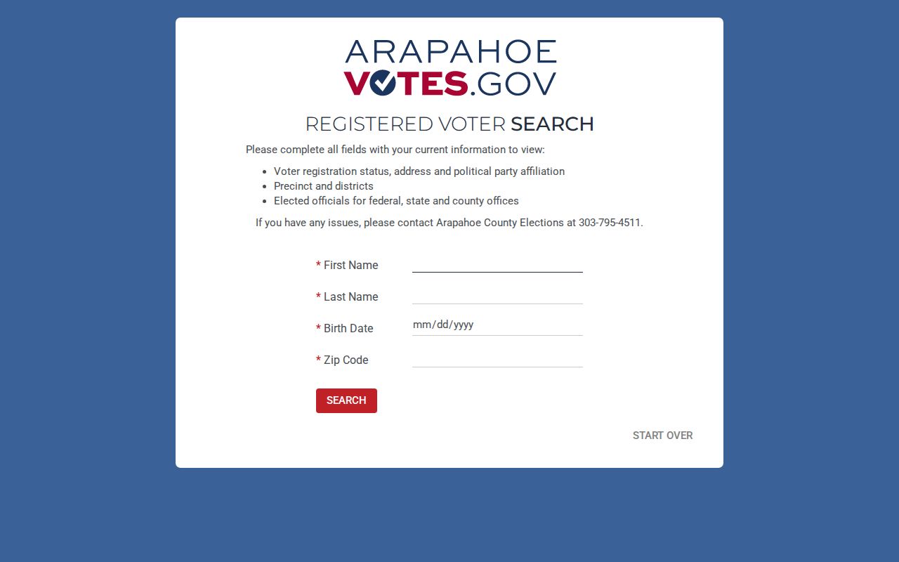 Englewood resident lookup reference to the Arapahoe voter lookup form