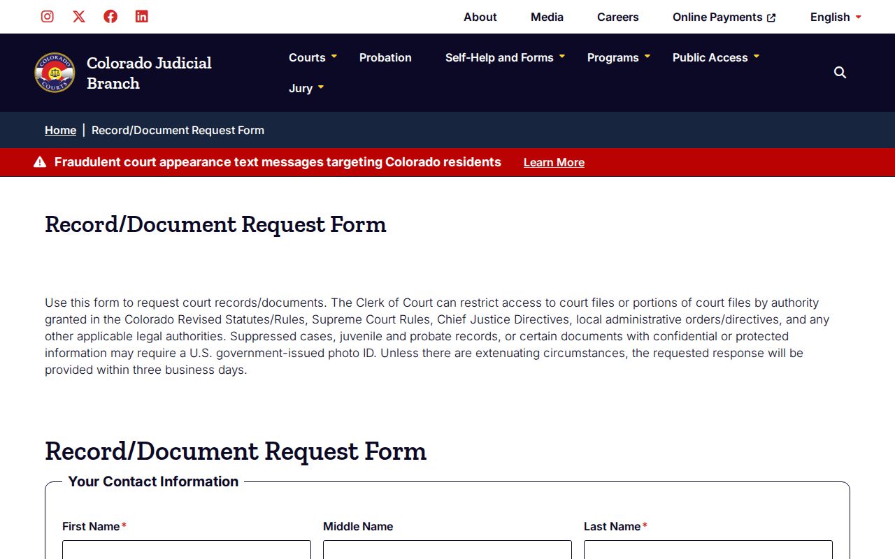 Englewood resident lookup reference to a Colorado court document request