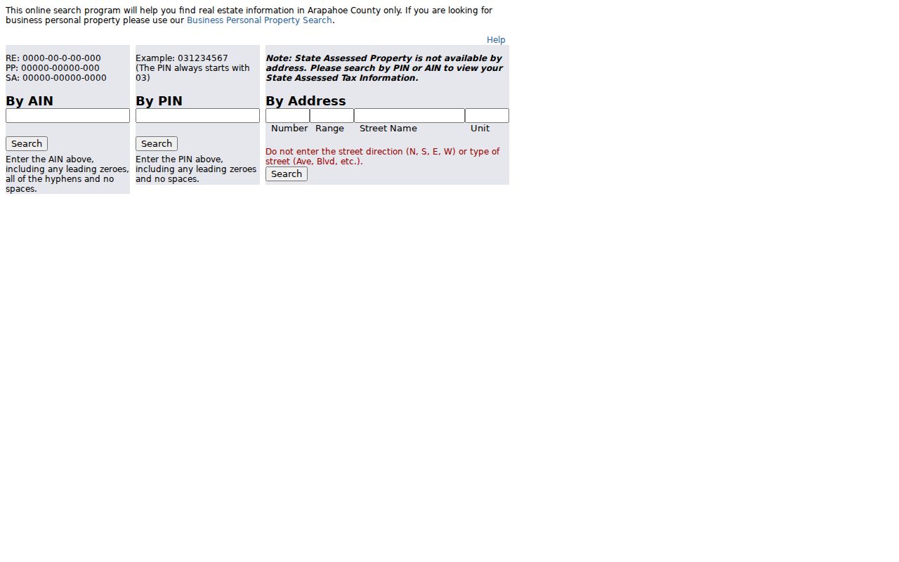 Englewood street directory reference to Arapahoe assessor parcel search