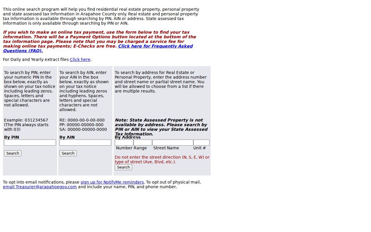 Englewood ZIP code directory reference to Arapahoe tax search